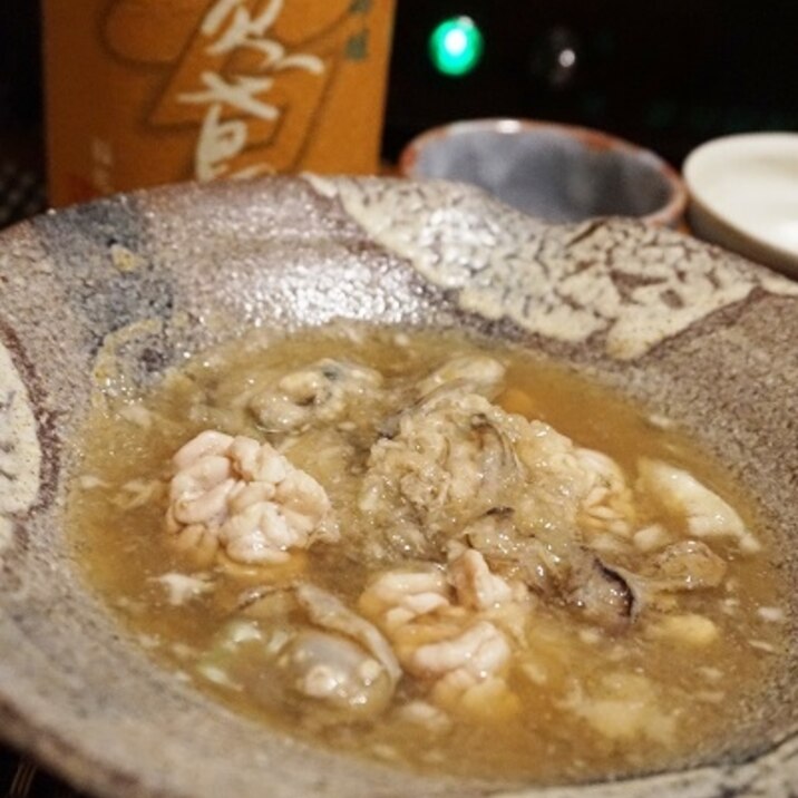 おうち居酒屋、牡蠣と白子の霙煮